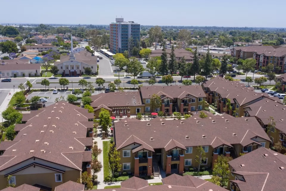 Aerial view of Norwalk, California.